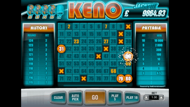 Игровой интерфейс Keno 3
