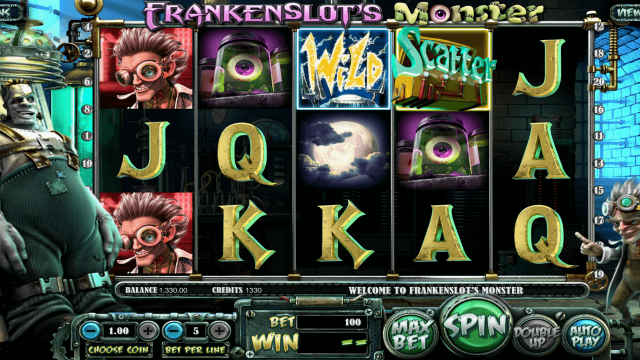 Игровой интерфейс Frankenslot's Monster 10