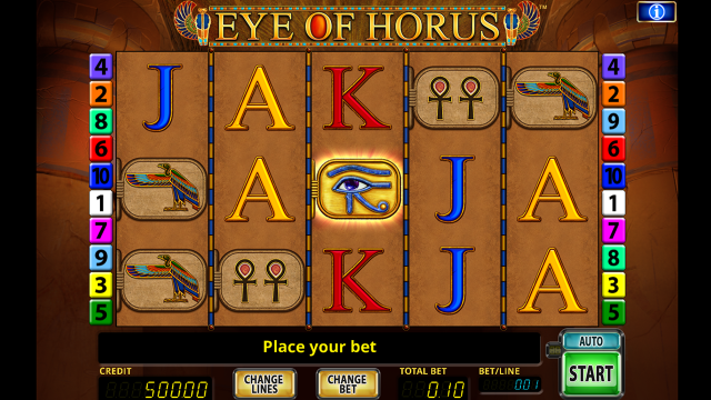 Характеристики слота Eye Of Horus 1