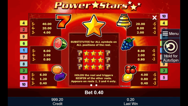 Игровой интерфейс Power Stars 8