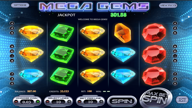 Характеристики слота Mega Gems 2